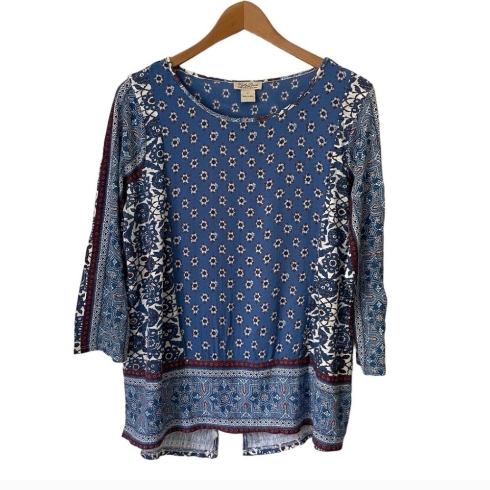 Lucky Brand Blue and White Patterned Blouse